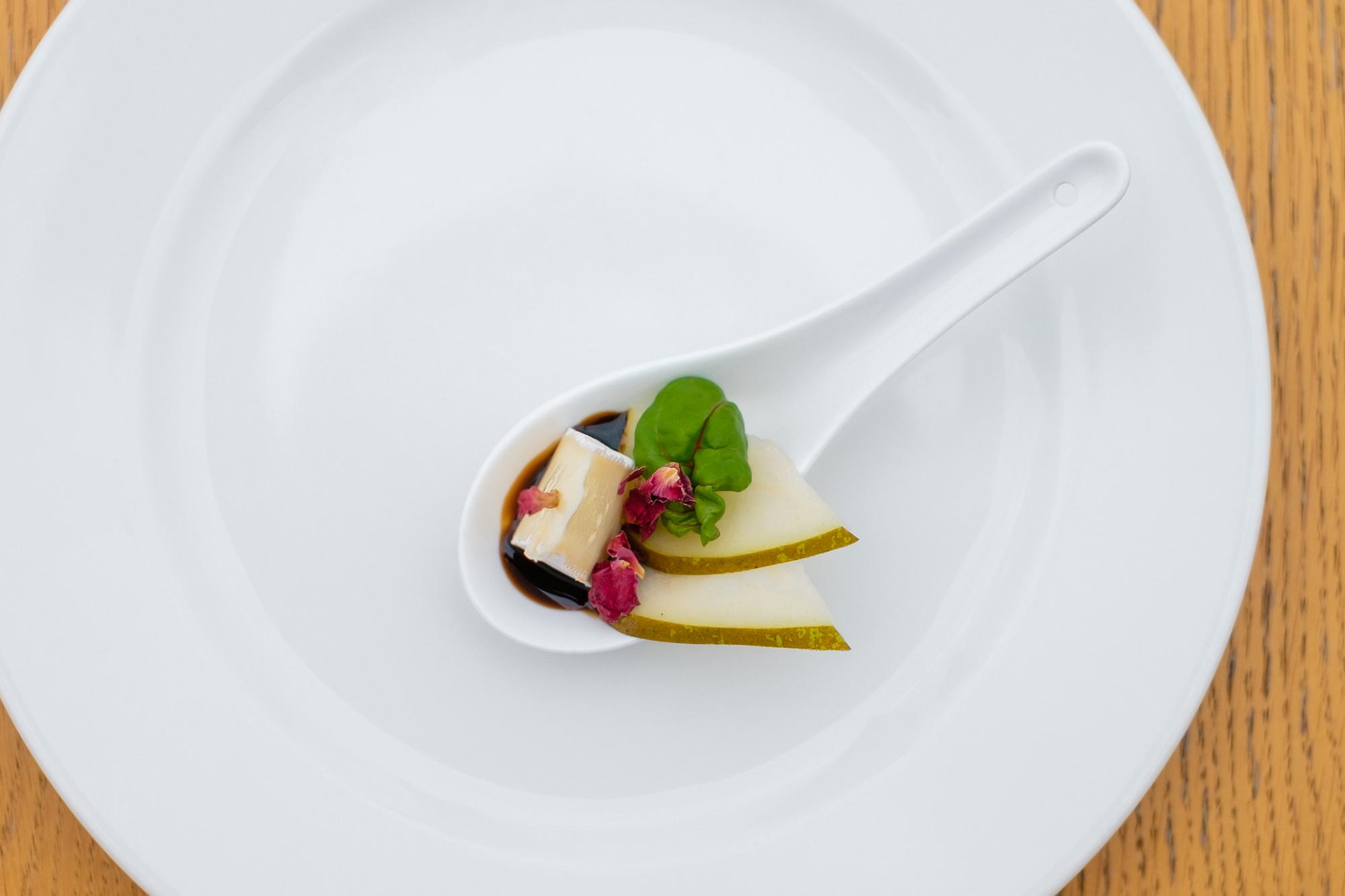 Close up of plated artisan dish for tasting